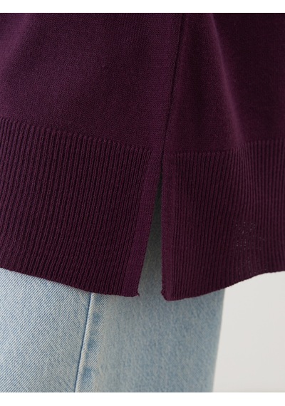 Lcw Modest Mor Dik Yaka Kadın Triko Tunik