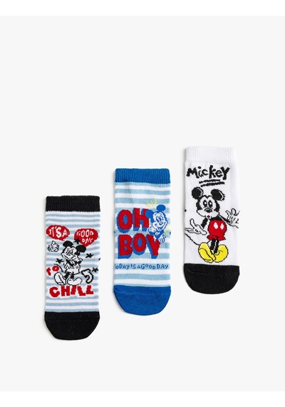 Koton 3'lü Mickey Mouse Lisanslı Çorap Seti Multıcolor 5wkb80037aa Mavi