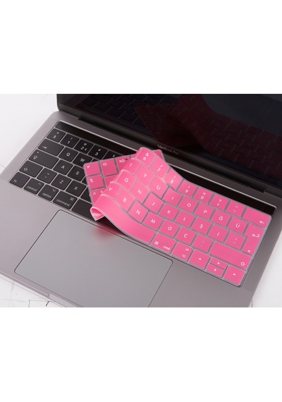 Apple Uyumlu MacBook Pro Klavye Koruyucu Türkçe Q Touchbar'lı A1706 A1989 A2159 A1707 A1990 İle Açık Pembe