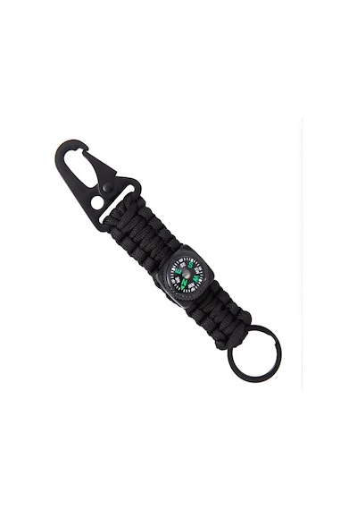 Anahtarlık Taktik Kamp Dağcılık Dayanıklı Çelik Klipsli Karabinmalı Şık Outdoor Anahtarlık Siyah