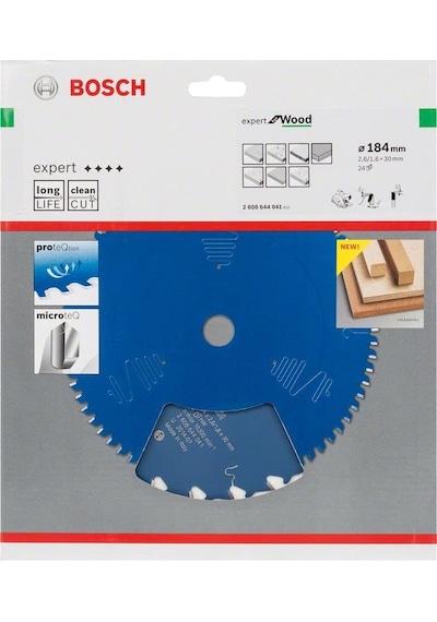 Dairesel Testere Bıçağı Expert İçin Ahşap, 184 X 30 X 2,6 Mm, Diş Sayısı 24, 1 Adet, 2608644041 Siyah