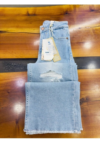 Noble Kids Kız Çocuk Yüksek Bel Bol Paça Jean Mavi