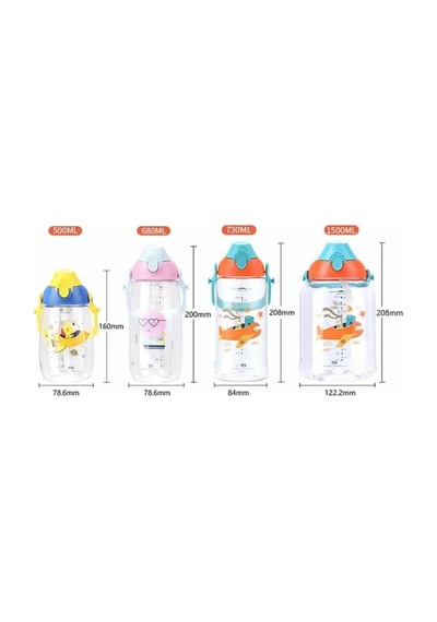 Uzspace 500ml Askılı Kulplu Pipetli Tritan Çocuk Su Matarası Pembe-mavi Genel