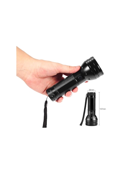 Tarez Ultraviyole Mor Işık Uv 51 Led 395 NM El Feneri Siyah