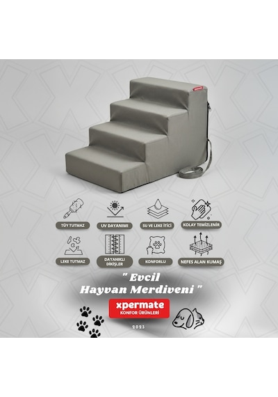 Xpermate Köpek Merdiveni Kedi Merdiveni 4 Basamaklı Evcil Hayvan Merdiveni 60 x 72 x 40 CM