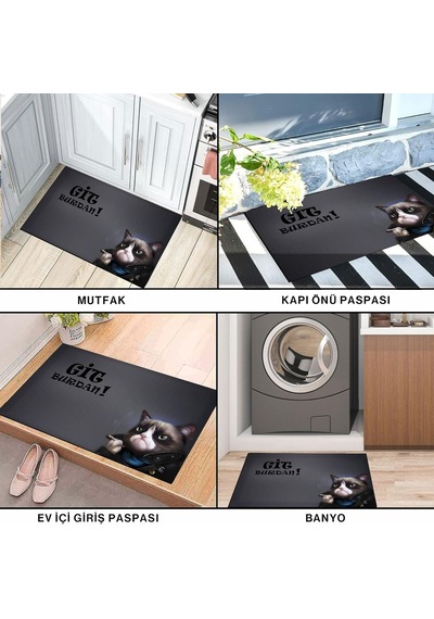 Tasarımlı Dekoratif Kapı Önü Paspas, Dış Mekan/ev İçi/banyo/mutfak/yatak Odası/giriş Paspasları Git Buradan Çok Renkli