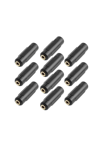10 Adet - 3.5mm Stereo Dişi / Dişi Aux Kulaklık Mikrofon Ses Uzatma Adaptörü - Altın Uçlu