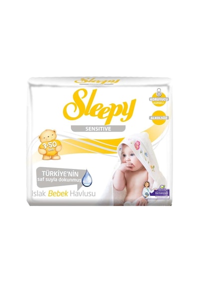 Sleepy Islak Havlu Mendil 50 Yaprak 9 Lu Set Sensitive Plastik Ka