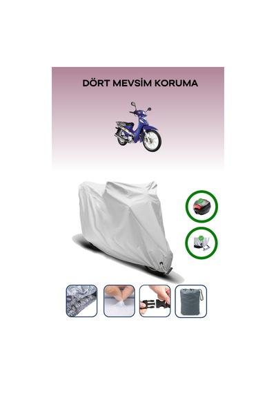 Gri Arka Çanta Ve Kilit Uyumlu Kanuni Tigrina 100 Uyumlu Motor Brandası