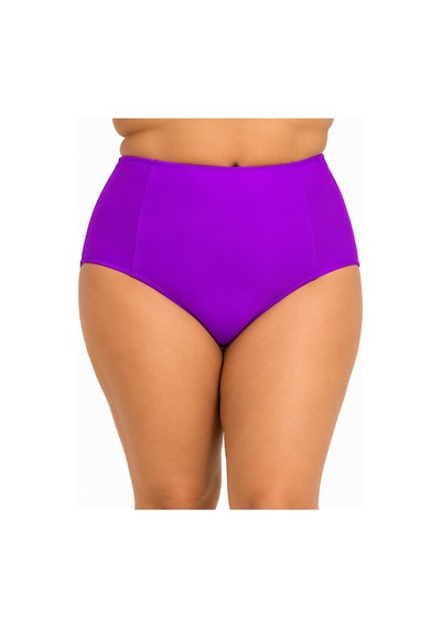 Büyük Beden Toparlayıcı Yüksek Bel Kadın Bikini Alt Mor