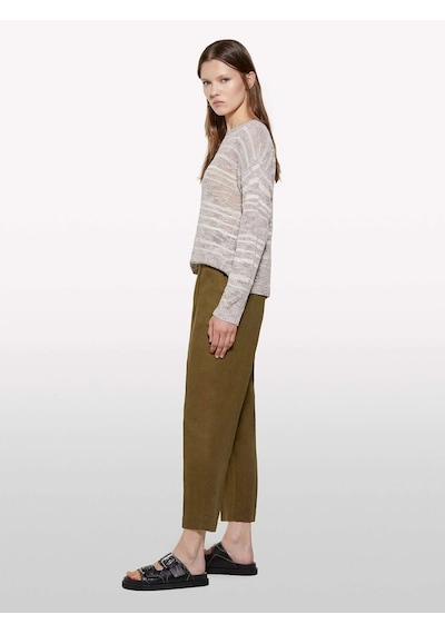 Sisley %100 Keten Beli Lastikli Önü Pileli Pantolon Kadın Yeşil Pantolon - 325p4aghlf00s