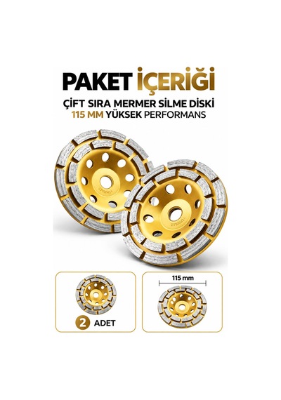Çift Sıra 115 Mm Elmas Mermer Silme Diski Avuç Taşlama