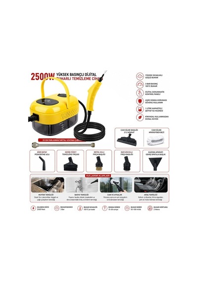 Sn-37875 2500w Yüksek Basınçlı Ayarlanabilir Dijital Buharlı Temizleme Cihazı 1 Litre Su Hazneli Diğer