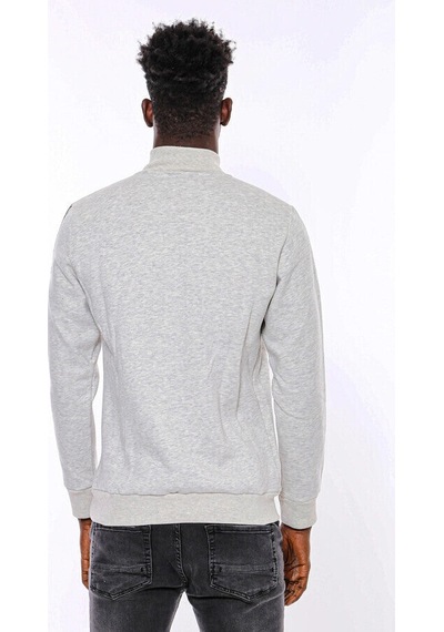 Wessi Gri Fermuarlı Baskılı Sweatshirt Gri