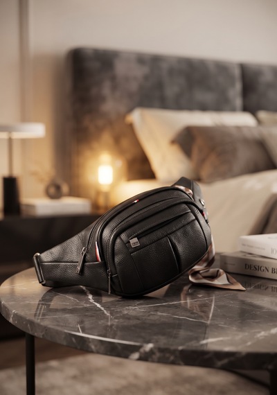 Newish Polo Newısh Polo Accessorıes Unisex Suya Dayanıklı Vegan Soft Deri Siyah Kulaklık Çıkışlı Omuz Ve Bel Çantası Siyah