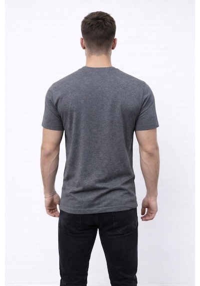 Axxel Erkek Gri Melanj Kısa Kollu Bisiklet Yaka T-shirt-d677 Gri Melanj