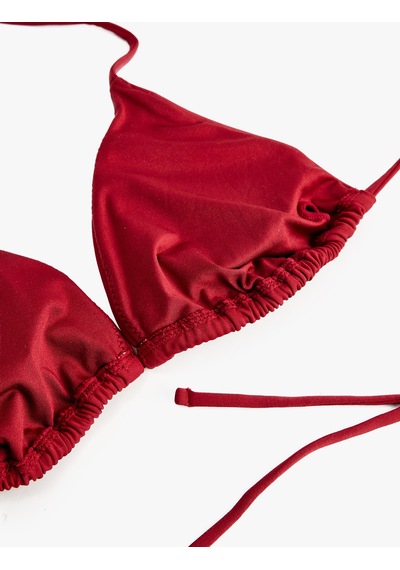 Koton Boyundan Bağlamalı Zımbalı Üçgen Bikini Üstü Bordo 6sak10073mm