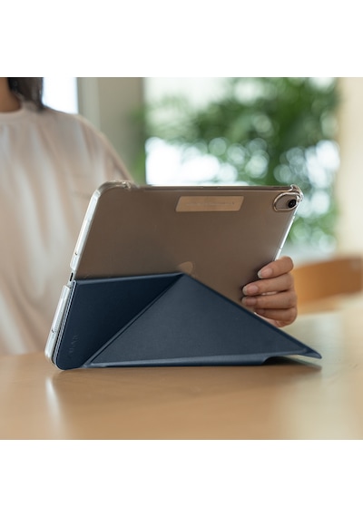 Apple Uyumlu iPad  Air 11 2025 M3 Raptic Clear Folio Airbagli Şeffaf Kapaklı Katlanabilir Standlı Kılıf Lacivert