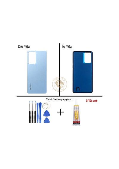 Xiaomi Redmi Note 12 Pro 5g Mavi Uyumlu Arka Kapak + Yapıştırıcı Ve Vida Seti