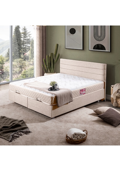 Sofia Çift Kişilik Baza Başlık Letto Yatak Seti - Krem 150 x 200