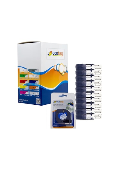 Ecotag Dymo 12268 Letratag Muadili Plastik Şerit Etiket Şeffaf 12 MM x 4 M 10'lu Paket