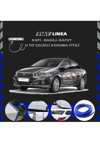 Fiat Linea Oto Araç Kapı Koruma Fitili 5metre Parlak Gri Renk