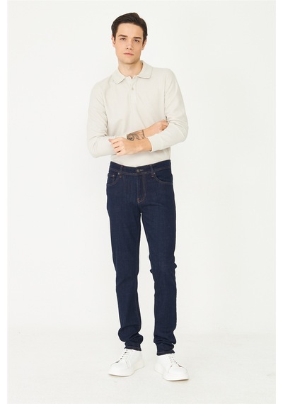 Lacivert Klasik Denim Erkek Jean Pantolon Mavi