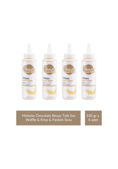 Melwiss Chocolate Beyaz Tatlı Sos 330gr - Waffle & Krep & Pankek Sosu X 4 Adet