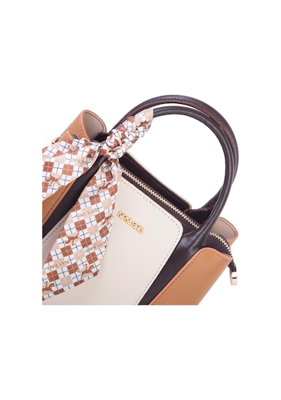 Nas Bag Şık Fularlı Mini El Ve Omuz Çantası Krem Camel Calven