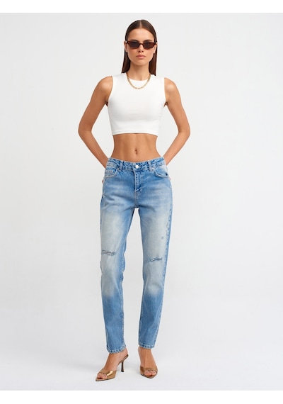 Dilvin Düşükbel Comfort Likra Denim Pantolon 101a71440 Mavi