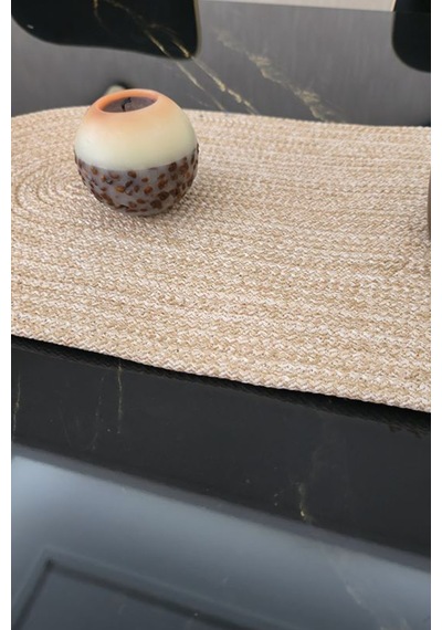 Bej Renk 35x100 Cm Runner Şık Masa Orta Sehpa Üstü Dekoratif Sofra Aksesuarı Bej