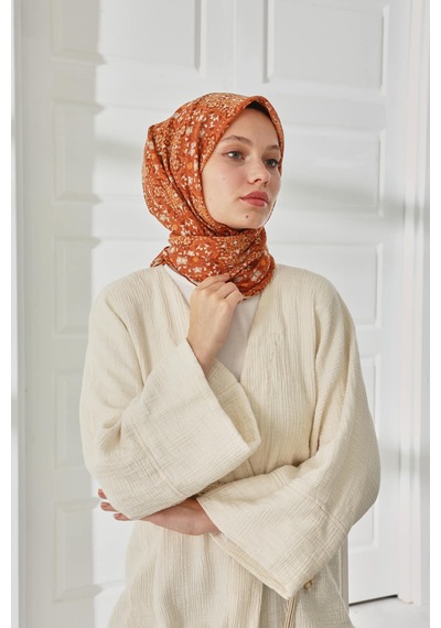 Silk Home Soft Eşarp 73093-15 Kiremit, Turuncu, Taba, Ekru