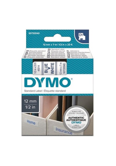 Dymo D1 Beyaz/mavi Yedek Şerit 12mm X 7mt 45014