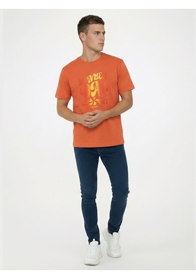 Loose Fit Erkek Tshirt K.kol Dirty Orange