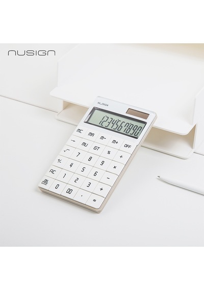 Nusıgn Ens041 Masaüstü Hesap Makinesi 12 Haneli Çift Güç Kaynaklı Beyaz