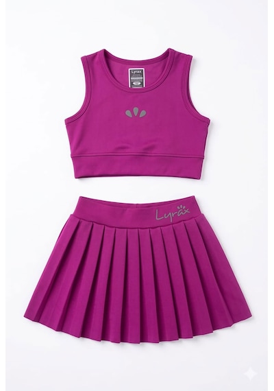 Beniizle Lyrax Kabartmalı Şort Etekli Crop Kız Çocuk Sporcu Takım Magenta