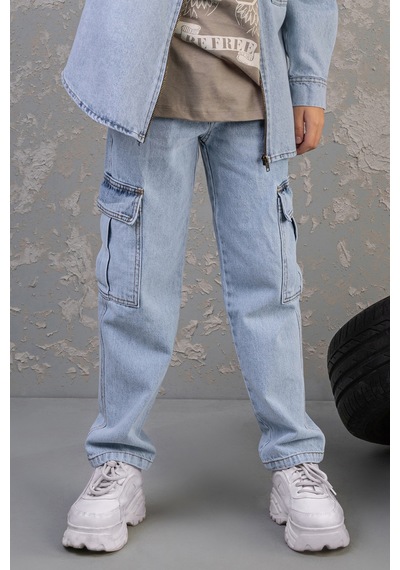 Dmb Kids % 100 Pamuk Straight Fit Düz Paça Jean Erkek Çocuk Kot Pantolon Açık Mavi