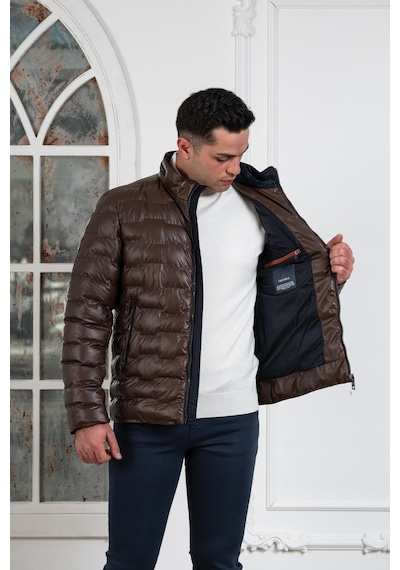 Regular Fit Dik Yaka Astarlı Kapitone Erkek Mont 001