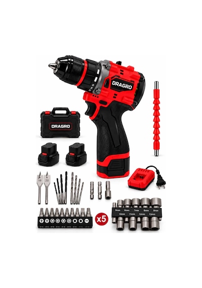 Dragro Drg-21v Kömürsüz K Darbeli Metal Şanzıman Çift Akülü Vidalama Full Setli