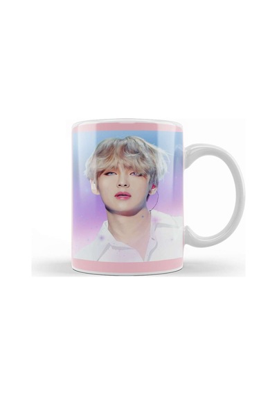 Bts Tae Painting Effect Blue And Pink Eyes Bts Army Kpop Gift Bt21 Kupa Bardak Porselen Karışık