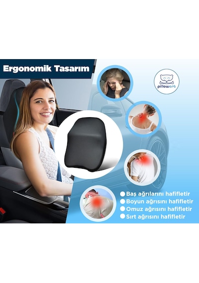 Pillowart Visco Araba Boyun Yastığı Ortopedik Oto Boyun Yastığı