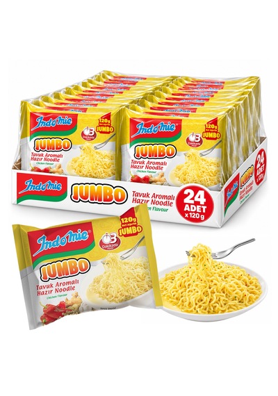 Indomie Noodle Jumbo 120 Gr Tavuklu X 24 Adet