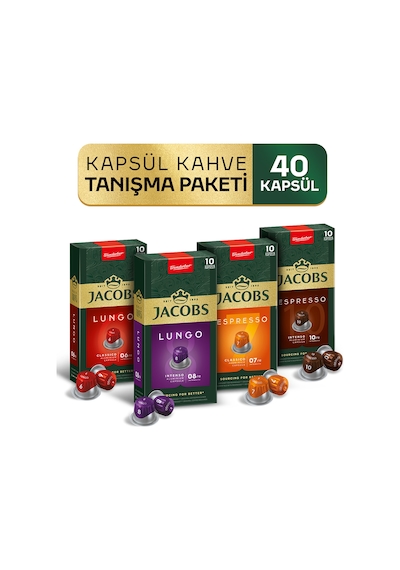 Jacobs Kapsül Kahve Tanışma Paketi 40'lı ( Nespresso Uyumlu Alüminyum Kapsül Kahve )