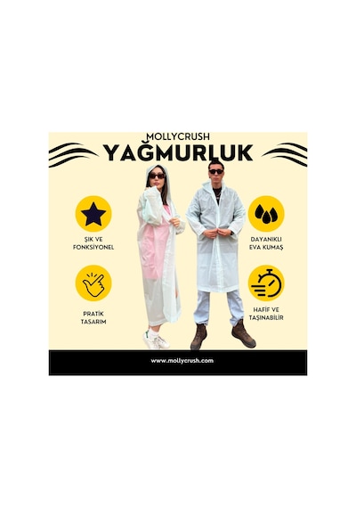 Mollycrush Unisex Su Rüzgar Geçirmez Katlanabilir Kapüşonlu Çıtçıt Düğmeli Eva Mavi Yağmurluk Şeffaf Mollycrush Unisex Su Rüzgar Geçirmez Katlanabilir Kapüşonlu Çıtçıt Düğmeli Eva Mavi Yağmurluk Şeffaf