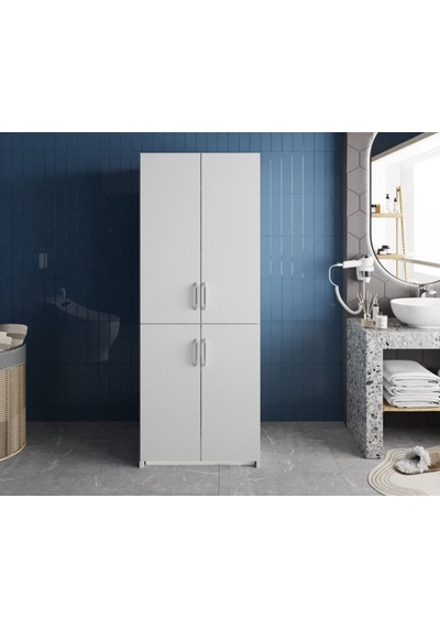 Bohem Çamaşır Ve Kurutma Makinesi Dolabı Banyo Dolabı Beyaz Beyaz