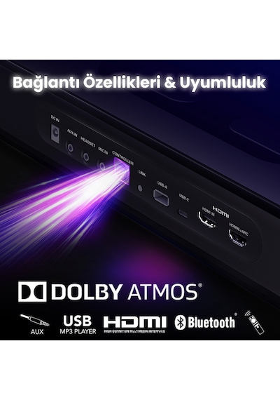 Oxs Thunder Pro+ Gaming Soundbar, Kablosuz Yastık Hoparlör, 7.1.2 Dolby Atmos HDMI eARC, 3D Ses, 180W