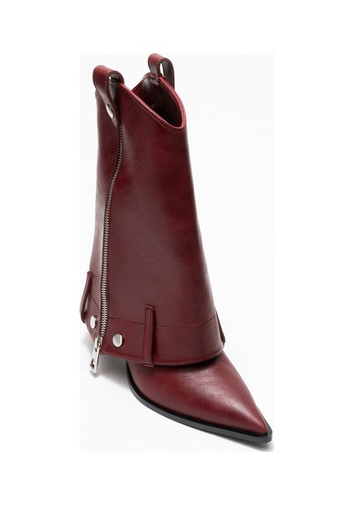 Luvishoes Lola Bordo Fermuarlı Sivri Burunlu Kadın Topuklu Bot Bordo