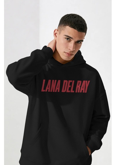 Sevbano Lana Del Rey Şarkıcı Sırt Baskılı Unisex Oversize Premium Hoodie Siyah