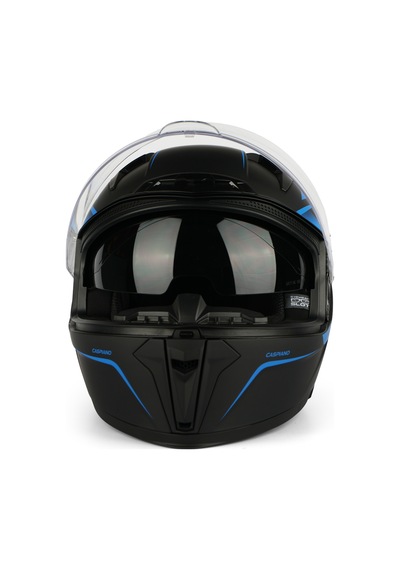 Caspiano Homer Full-face Led Işıklı Matt Black / Blue Motosiklet Kaskı Ece-r 22.06 Sertifikalı Mavi