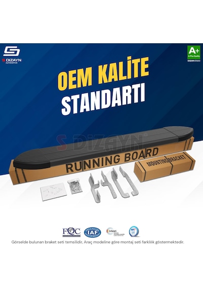 S-dizayn Dacia Sandero 3 Stepway Skyline Siyah Yan Basamak 183 Cm 2020 Üzeri A+ Kalite